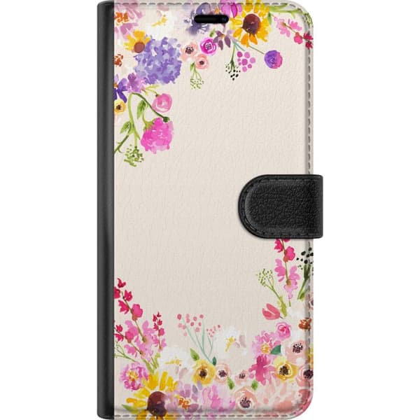 Kompatibel Tegnebogsetui til Apple iPhone 16 Plus Blommig akvarellram