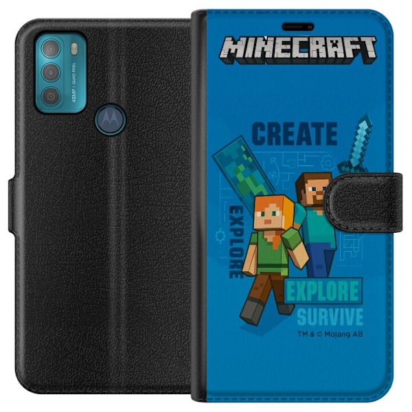 Motorola Moto G50 Tegnebogsetui Minecraft Huler