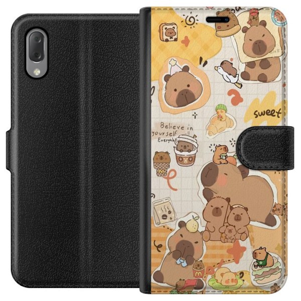 Sony Xperia L3 Plånboksfodral Kawaii capybara mobilskal med gulliga djurmotiv