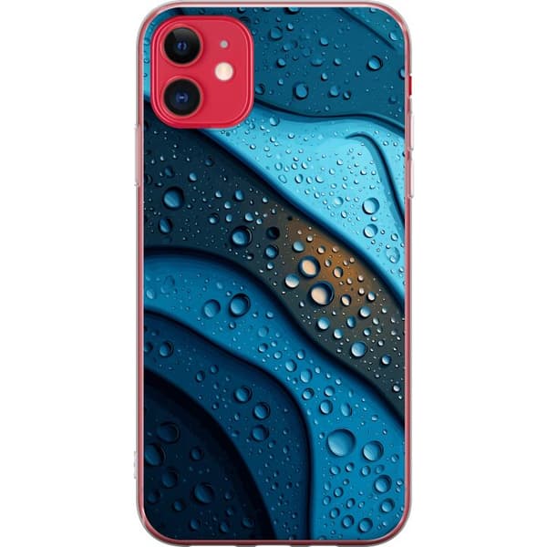 Kompatibelt Mobildeksel til Apple iPhone 11 Blå abstrakte bølger med glitrende vanndråper i moderne grafisk design blå