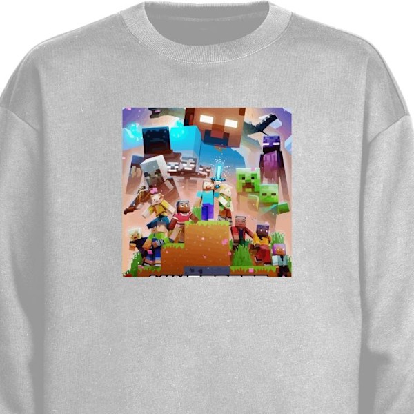 Sweatshirt för Vuxen | Klassisk Collegetröja Minecraft grå M