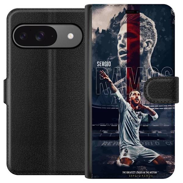 Google Pixel 9 Lompakkokotelo Ramos Jalkapallolegenda Motiivi Pelaaja Real Madrid Espanja Takaisin Ikoni Nimi Jalkapallotähti Urheilu
