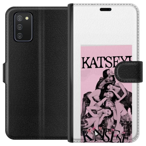 Kompatibelt Plånboksfodral till Samsung Galaxy A02s KATSEYE i rosa rosa