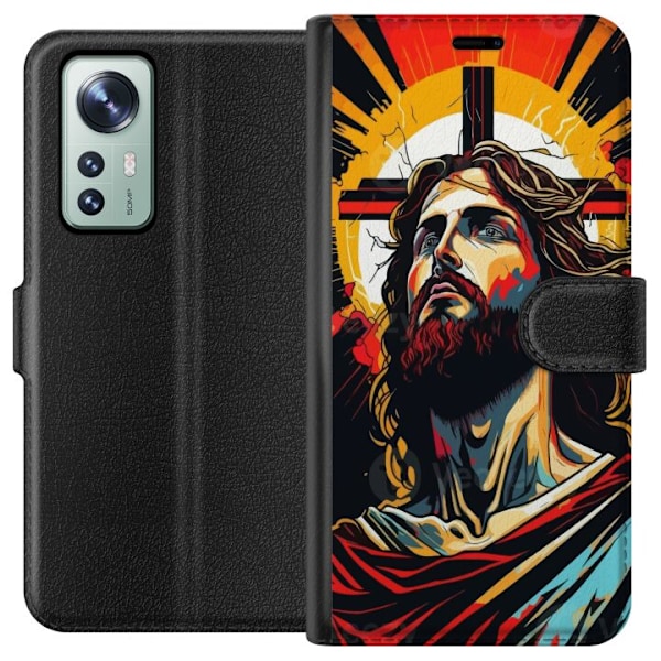 Xiaomi 12 Lompakkokotelo Jeesus ja Kortti - uskonnollinen moti