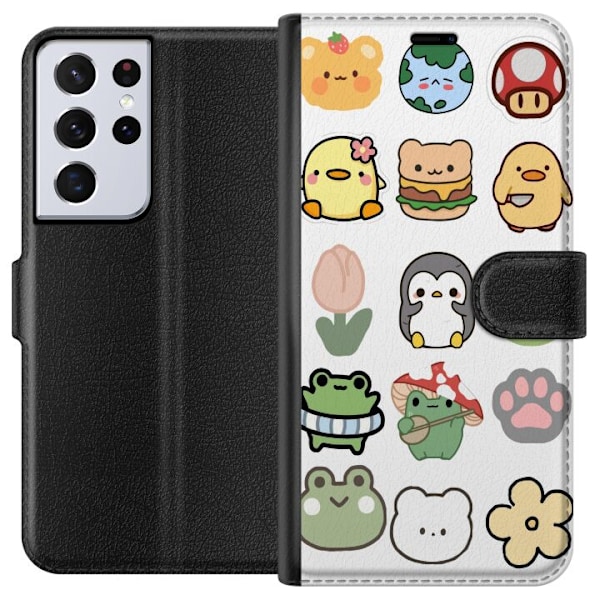 Samsung Galaxy S21 Ultra 5G Lompakkokotelo Kawaii Friends