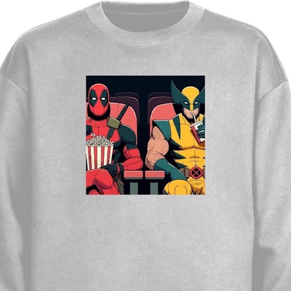 Sweatshirt til Voksne | Klassisk Collegebluse Deadpool & Wolve grå L