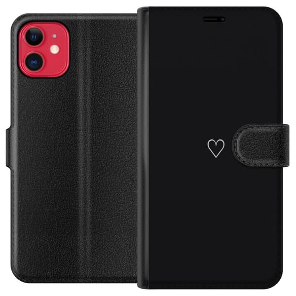 Yhteensopiva Lompakkokotelo Apple iPhone 11 Sydän Musta