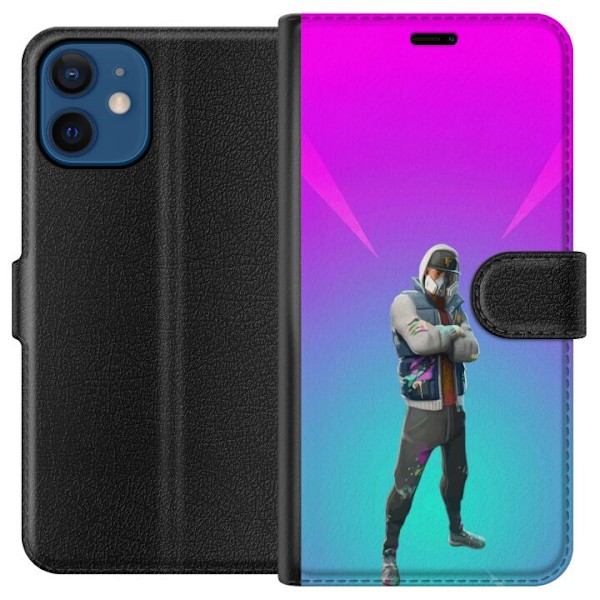 Apple iPhone 12 mini Tegnebogsetui sort ridder fortnite