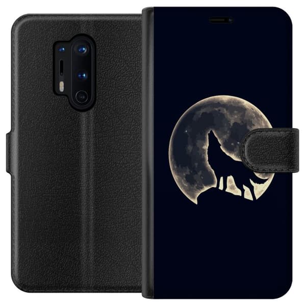 Kompatibelt Plånboksfodral till OnePlus 8 Pro Varg Måne