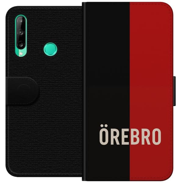 Kompatibel Tegnebogsetui til Huawei P40 lite E Sort og rød bytekst med minimalistisk og moderne design sort