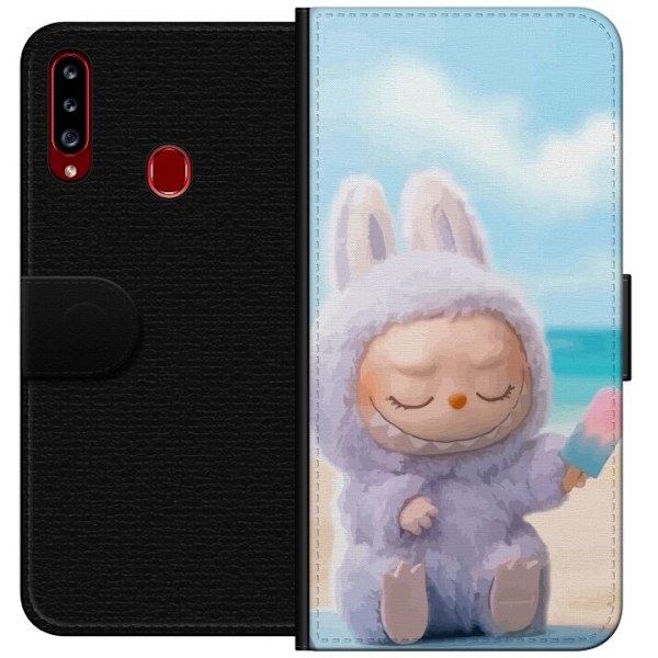 Samsung Galaxy A20s Tegnebogsetui Labubu Lyserød Stemning