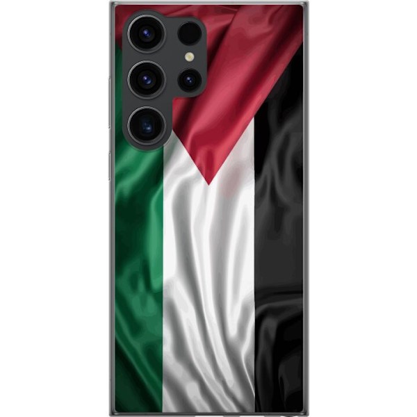 Samsung Galaxy S24 Ultra Gennemsigtig cover Palestinaflaget – ikonisk frihedssymbol i rød, sort, hvid og grøn