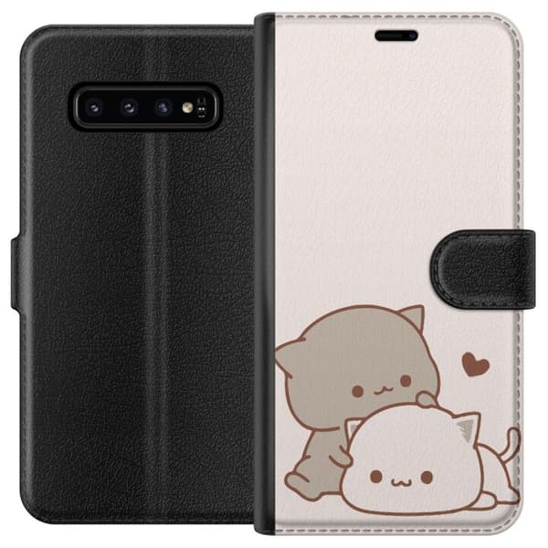 Kompatibel Tegnebogsetui til Samsung Galaxy S10 Kawaii Søde Katte
