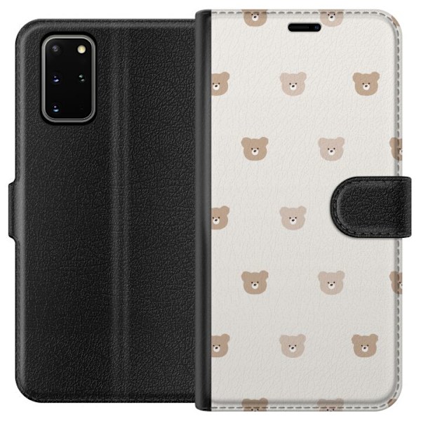 Samsung Galaxy S20+ Lompakkokotelo Teddy-tausta - söpöt teddykarhut pehmeällä taustalla