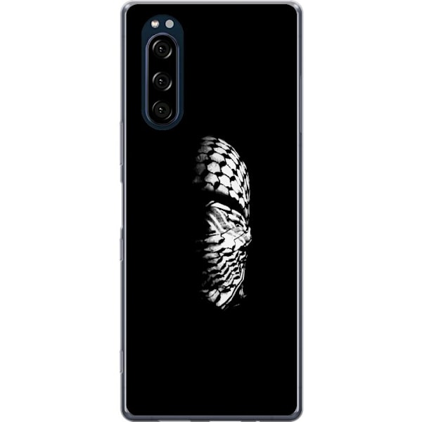 Sony Xperia 5 Läpinäkyvä kuori Keffiyeh-kuviointi - klassinen palestiinalainen mustavalkoinen shaali, jolla on kulttuurinen merkitys