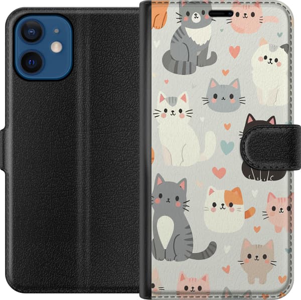 Yhteensopiva Lompakkokotelo Apple iPhone 12 mini Kissoja
