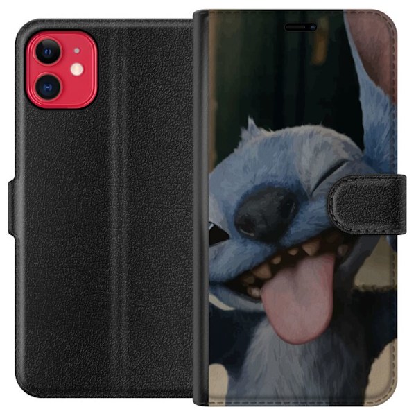 Apple iPhone 11 Plånboksfodral Stitch Söt Alien – Blå Favorit från Yttre Rymden