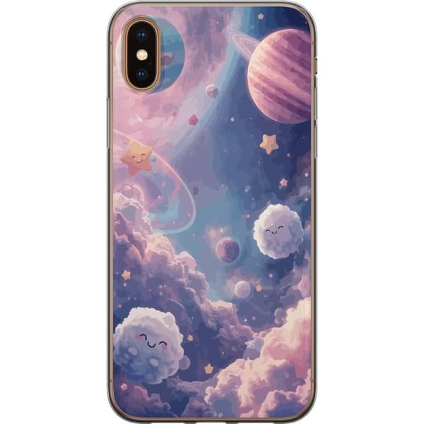 Kompatibelt Mobildeksel til Apple iPhone XS Drømmende stjernehimmel med planeter skyer og smilende stjerner