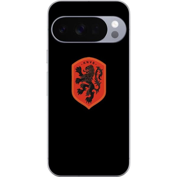 Kompatibel Mobilcover til Google Pixel 10 Pro XL Orange skjold med sort heraldisk løve mod sort baggrund sort