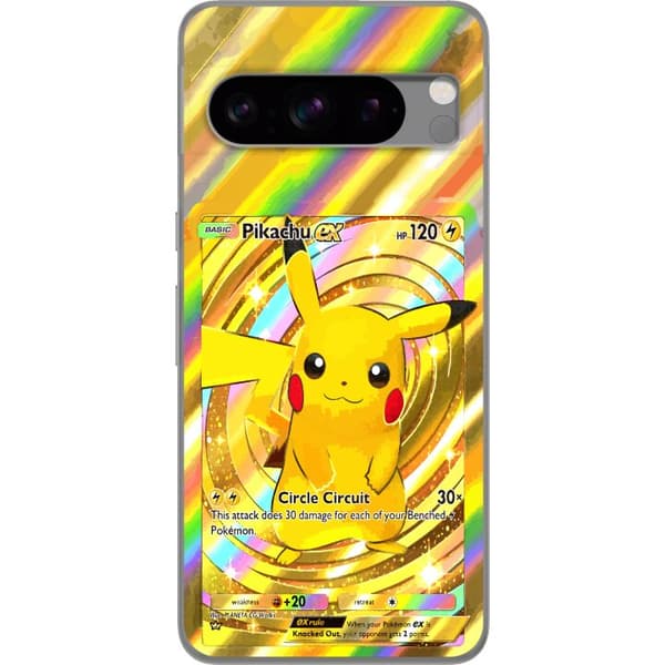 Kompatibelt Mobildeksel til Google Pixel 8 Pro Gullig Pikachu EX samlebilde med regnbueeffekter gull