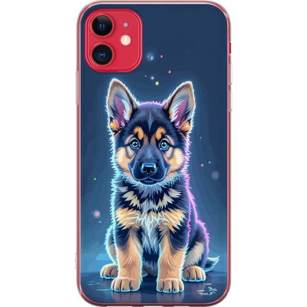 Kompatibelt Mobildeksel til Apple iPhone 11 Neonlyst schäfervalp med blå og lilla lys-effekter blå