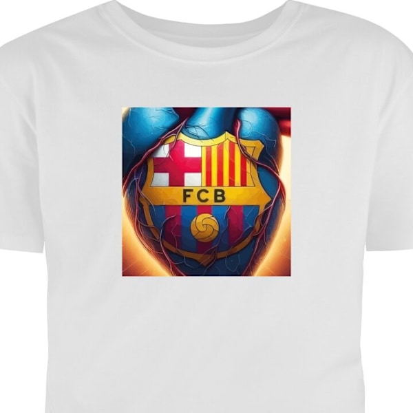 Barn-T-shirt | Bekväm T-shirt för Barn FCB Hjärta vit 12-13 År