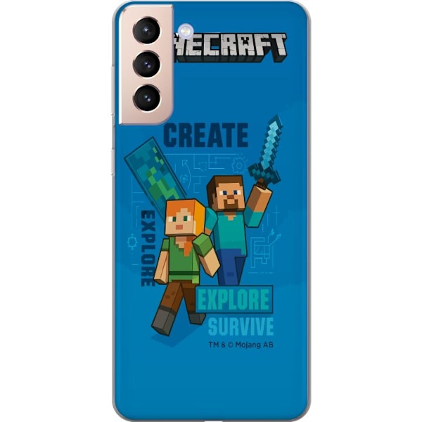 Samsung Galaxy S21 Läpinäkyvä kuori Minecraft Luolastot