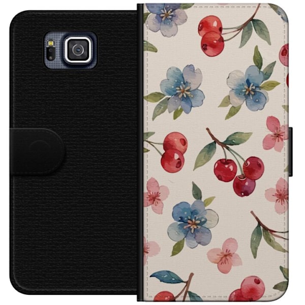 Samsung Galaxy Alpha Plånboksfodral Bär & Blommor – mönster med blå blommor och skogsbär