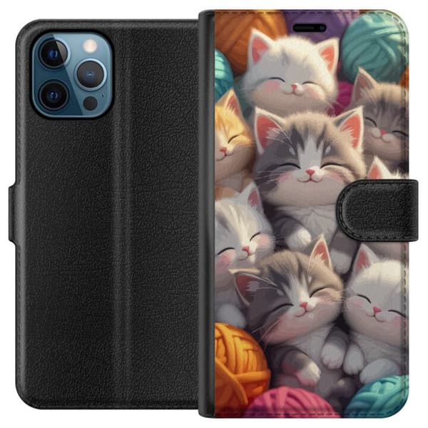 Kompatibelt Lommeboketui til Apple iPhone 12 Pro Sovande kattungar beige