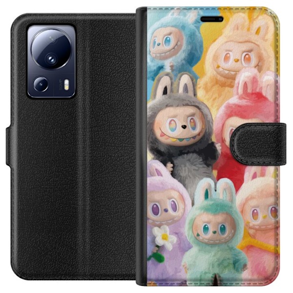Xiaomi 13 Lite Plånboksfodral Labubu Sketch Style – Handritat monster i tusch
