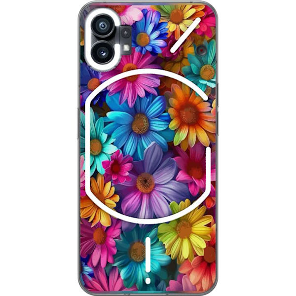 Nothing Phone (1) Genomskinligt Skal Gerbera Blommor Färgglad Dekor Blommotiv Populärt Heminredning Färg Rik Väggkonst Design