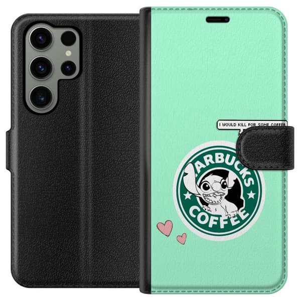 Kompatibel Tegnebogsetui til Samsung Galaxy S23 Ultra Stitch Kaffe