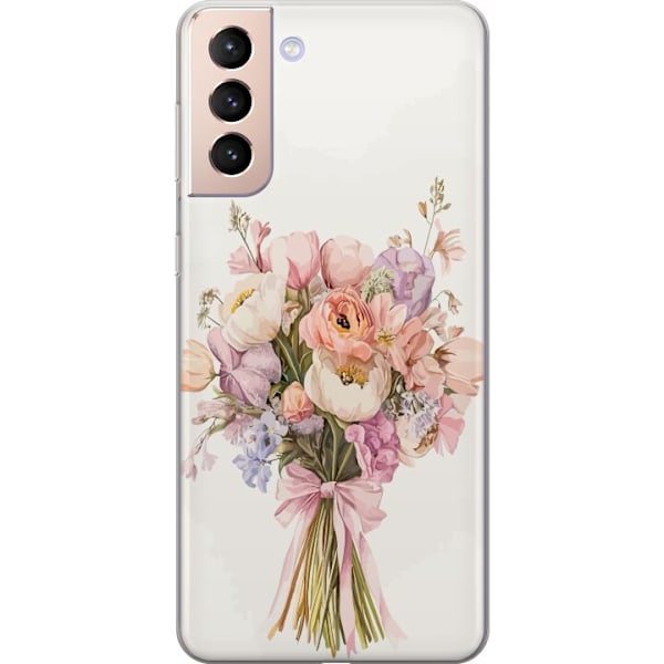 Samsung Galaxy S21 Genomskinligt Skal Mobilskal med färgglad blombukett i romantisk stil