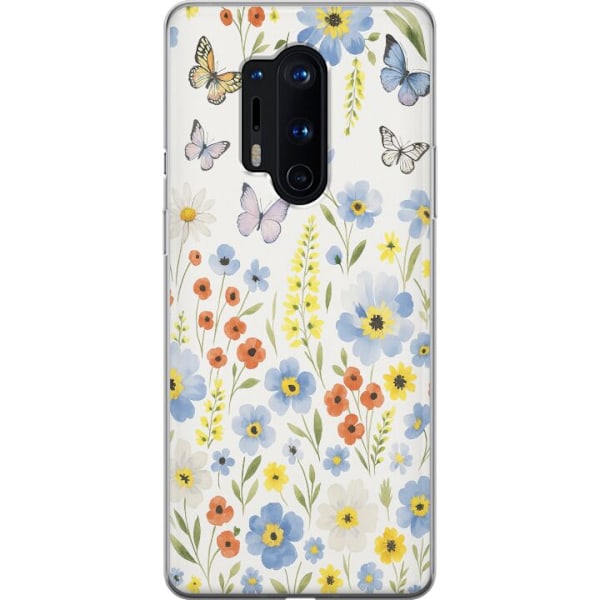 OnePlus 8 Pro Läpinäkyvä kuori Kesäkukat