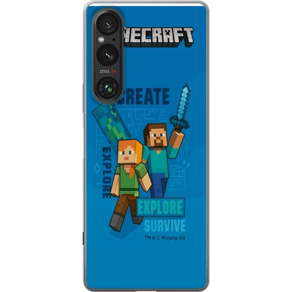 Sony Xperia 1 V Läpinäkyvä kuori Minecraft Luolastot