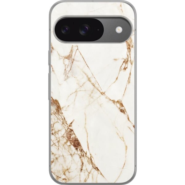 Google Pixel 9 Pro Läpinäkyvä kuori Valkoinen marmori