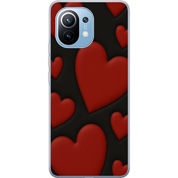 Xiaomi Mi 11 Gennemsigtig cover Rød Fløjlshjerter