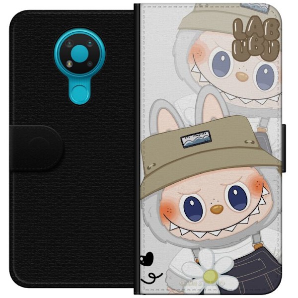 Nokia 3.4 Plånboksfodral Labubu Minimal Mood – Enkel och stilren monsterdesig