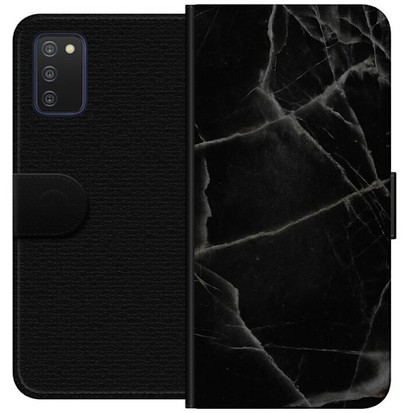 Samsung Galaxy A03s Tegnebogsetui Sort marmor