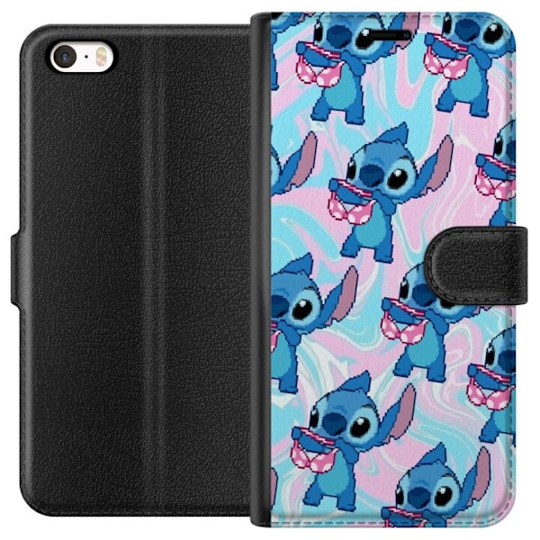 Apple iPhone 5 Lompakkokotelo Stitch Retro