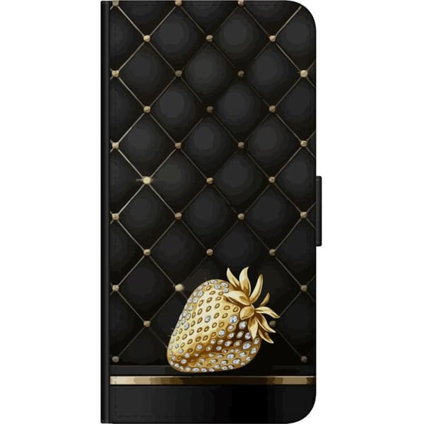 Kompatibel Tegnebogsetui til OnePlus 9 Pro Gyldent jordbær med glitrende detaljer