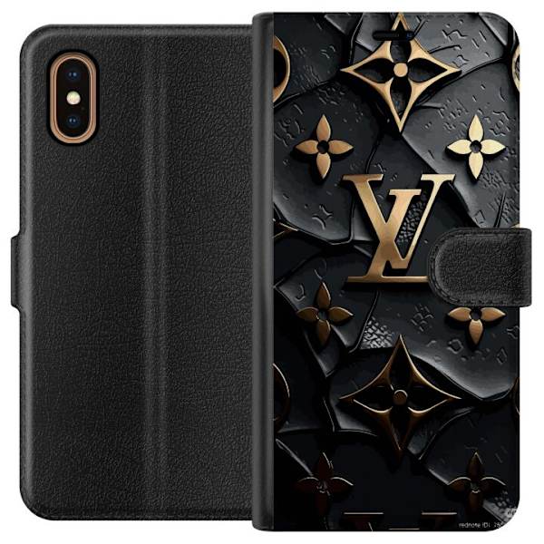Apple iPhone XS Max Lommeboketui Louis Vuitton Mørk Modus Design Svart Luksus Stil Mote Populære Grafisk Mønster Moteikon Luksusmerke