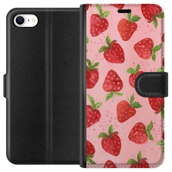 Apple iPhone 6s Plånboksfodral Strawberry Dreams – jordgubbsmönster i retrostil