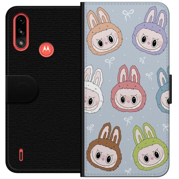 Motorola Moto E7 Power Lompakkokotelo Tähtikuvioitu hirviöasenne