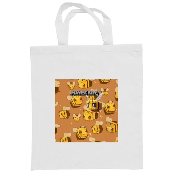 Mulepose | Holdbar Indkøbstaske i Stof Minecraft Bi Hvid one size