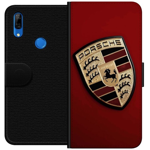 Huawei P Smart Z Plånboksfodral Mobilskal med stilren Porce logotyp i svartvitt