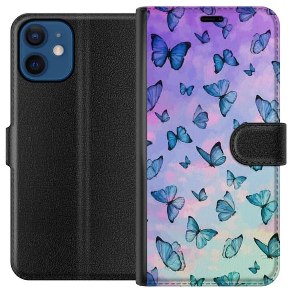 Kompatibel Tegnebogsetui til Apple iPhone 12 mini Sommerfugle