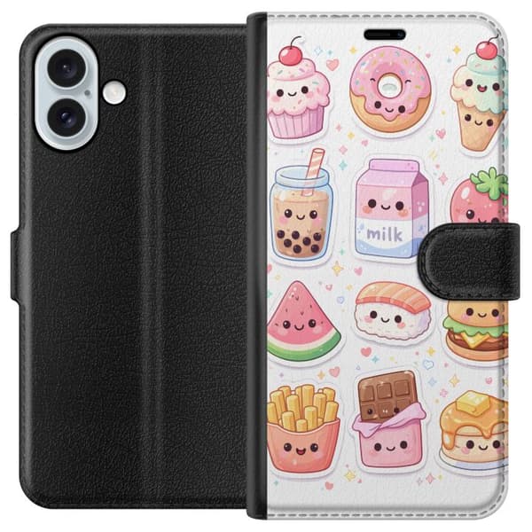 Kompatibel Tegnebogsetui til Apple iPhone 16 Plus pixelmonster grön