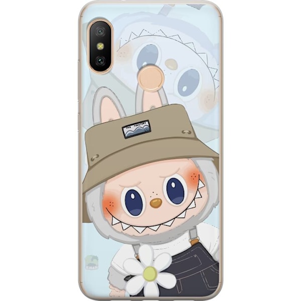 Xiaomi Redmi 6 Pro Läpinäkyvä kuori Labubu hattuineen - Pop Mart -hahmo Mr. Butcher retrotyylillä ja luonteella