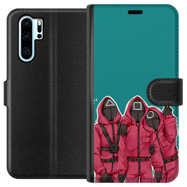 Huawei P30 Pro Tegnebogsetui Squid Game Karakterer Grafisk Design Seriefigurer Populær TV Motiv Asiatisk Stil Spændende Trend